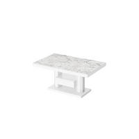 COUCHTISCH rechteckig höhenverstellbar ausziehbar Schublade 120/75/56 cm - Weiß Hochglanz/Weiß, Holzwerkstoff (75/120/56cm) - designimpex