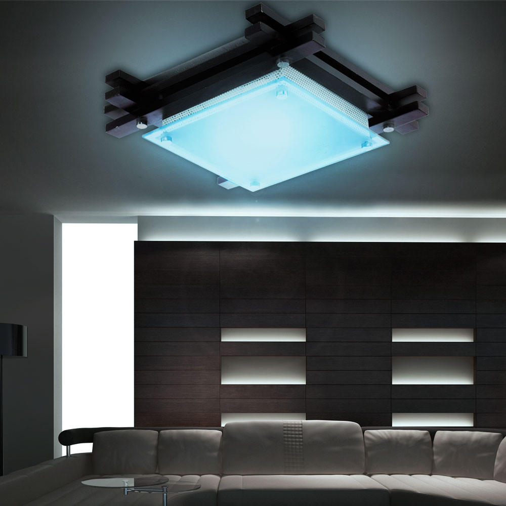 LED DECKENLEUCHTE EDISON Weiß Holz - Weiß, Holz (27/27/8.5cm) - Globo Lighting