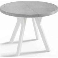 ESSTISCH Twixy runder ausziehbarer, Grauer Beton 100-150/100/76 cm - Hellgrau/Weiß, Holz/Holzwerkstoff (100/150/76cm) - WFL GROUP