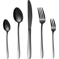 BESTECKSET 30-teilig 6 Personen Schwarz Laserpunktmuster Edelstahl Spülmaschinenfest - Schwarz, Metall