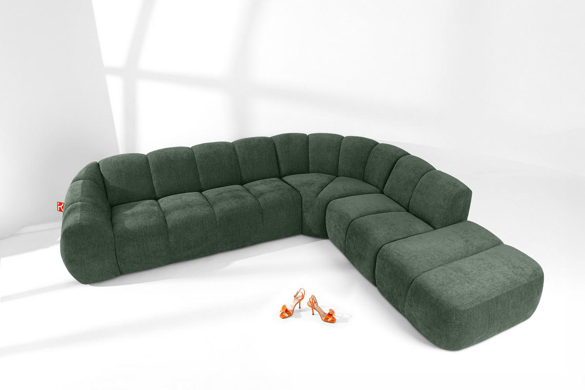 ECKSOFA RECHTS FLAVA, Dunkelgrün - Dunkelgrün, Holz/Holzwerkstoff (310/274cm) - KONSIMO®