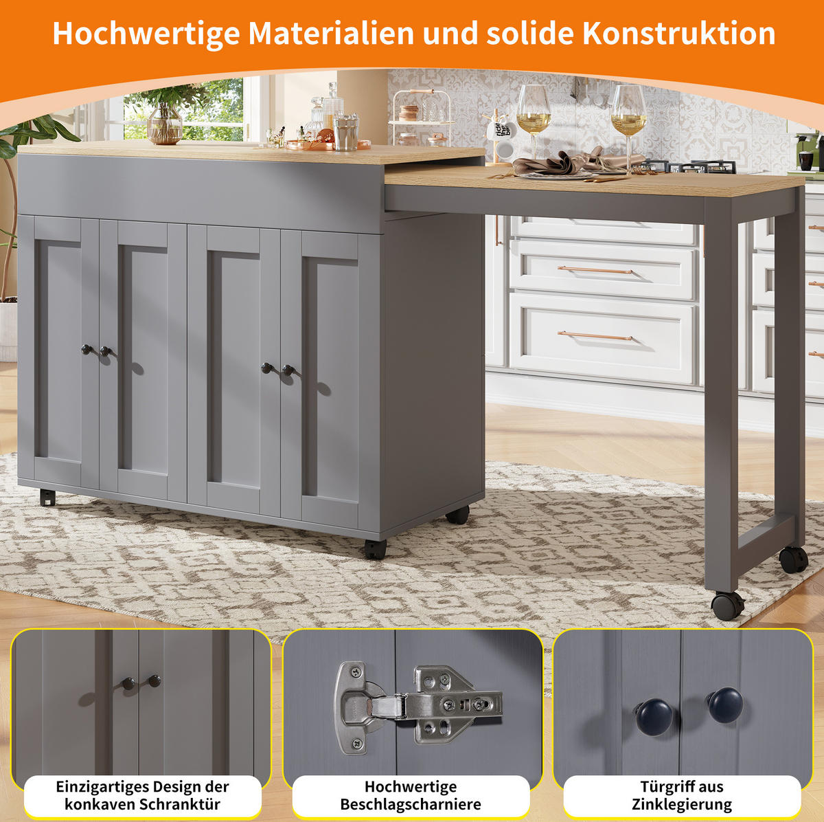 STEHTISCH/BARTISCH 117-180/50/94,6 cm mit 6 Ablagefächern in Grau - Grau, Holzwerkstoff (117/50/94.6cm) - BEAOK