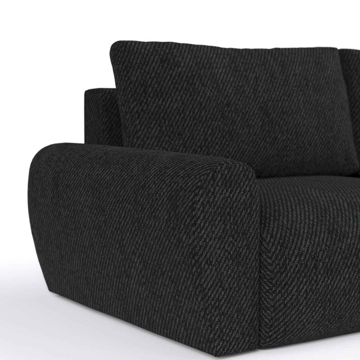 ECKSOFA OMARI mit Schlaffunktion Schwarz im Neve Stoff - Schwarz, Holz/Holzwerkstoff (253/153cm) - AltaBeds