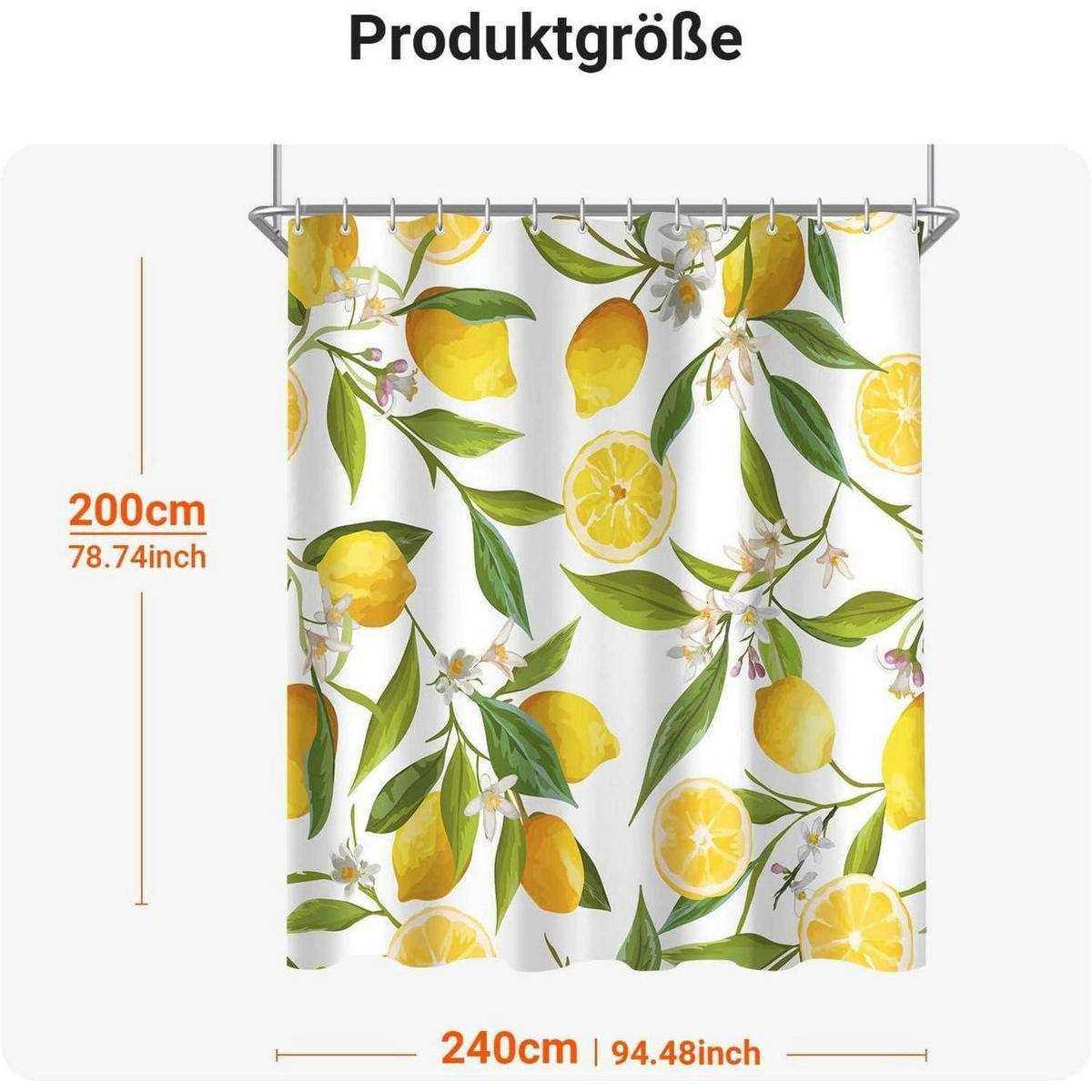 DUSCHVORHANG Zitrone Blatt 240 x 200 cm - Multicolor, Textil (240/200cm)