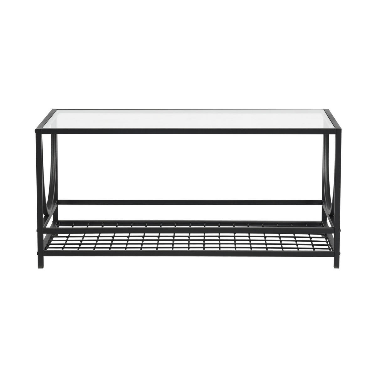 COUCHTISCH rechteckig Glas Schwarz - Weiß, Glas/Metall (90/45/42cm) - Urban Meuble