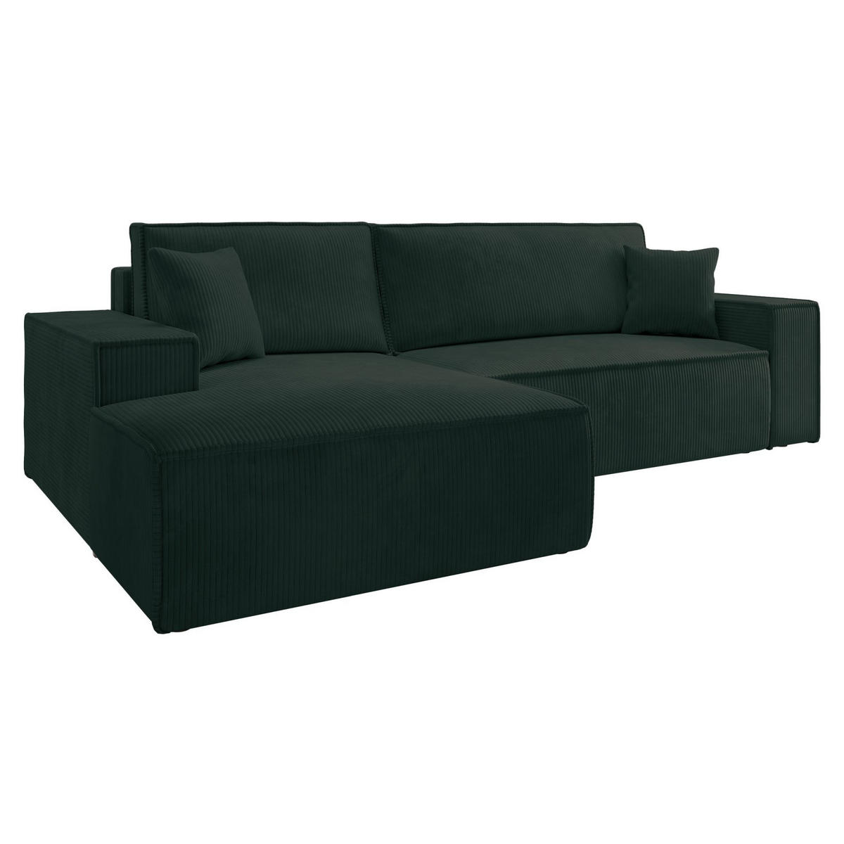ECKSOFA Farese New Grün Cord - Schwarz/Grün, Kunststoff/Textil (267/167cm) - Selsey