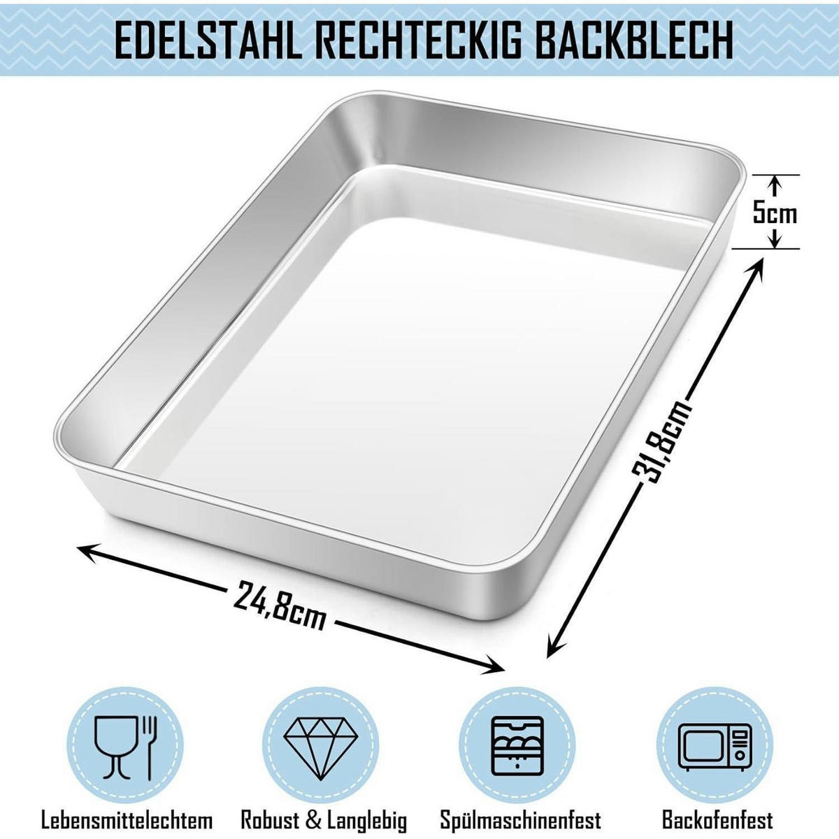 BACKBLECH Edelstahl 31,8 x 24,8 x 5 cm - Silberfarben, Metall (24.7/5/31.5cm)