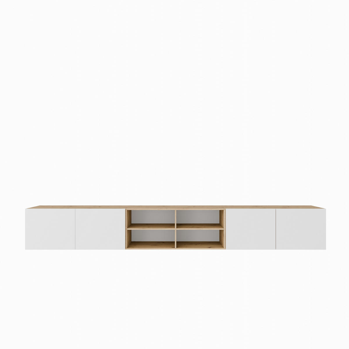 TV-SCHRANK Leo IV 300 cm, viertürig, artisan, weiß - Eiche Artisan/Weiß, Kunststoff (300/41/40cm) - Margaret Hadas24