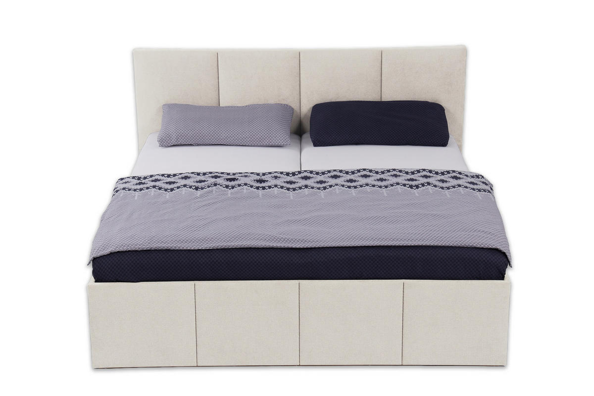 POLSTERBETT Dalas Beige 180 x 200 x 40 cm Stauraum Mit hochwertiger Matratze H2 (bis 100 kg) und Lattenrost - Beige, Holz (180/200cm) - Halmon Schlafkomfort Betten 