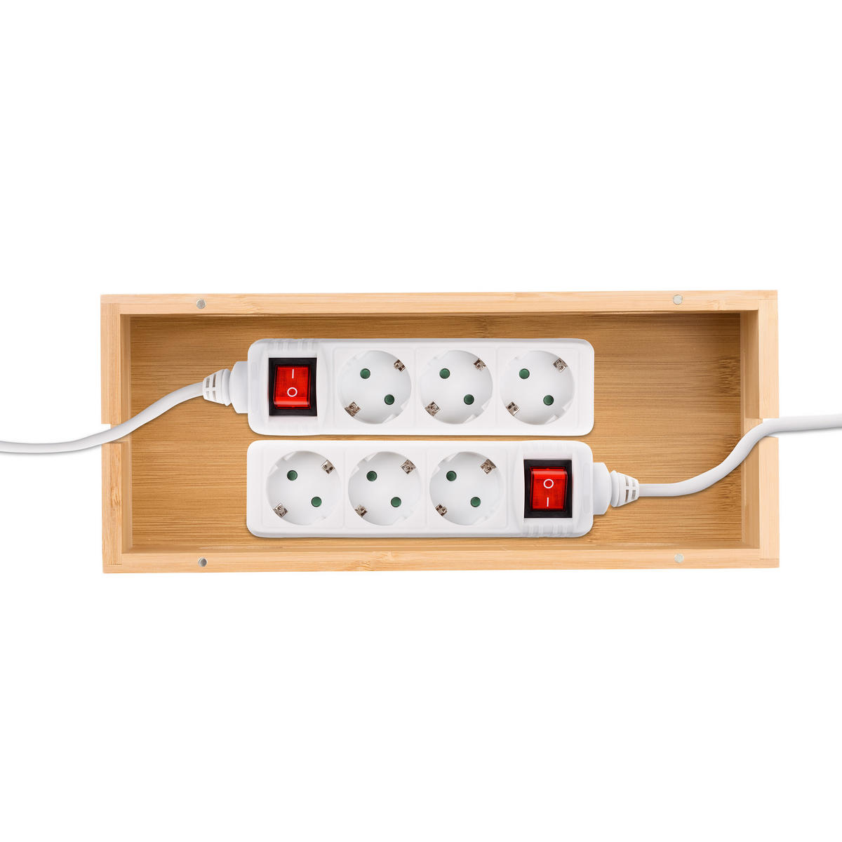 KABELBOX - Hellbraun, Holz (14/34.5/14cm) - Relaxdays