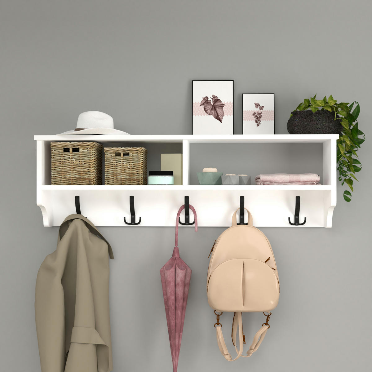 WANDGARDEROBE Åstorp - Weiß, Holzwerkstoff (120/37/22cm) - [en.casa]