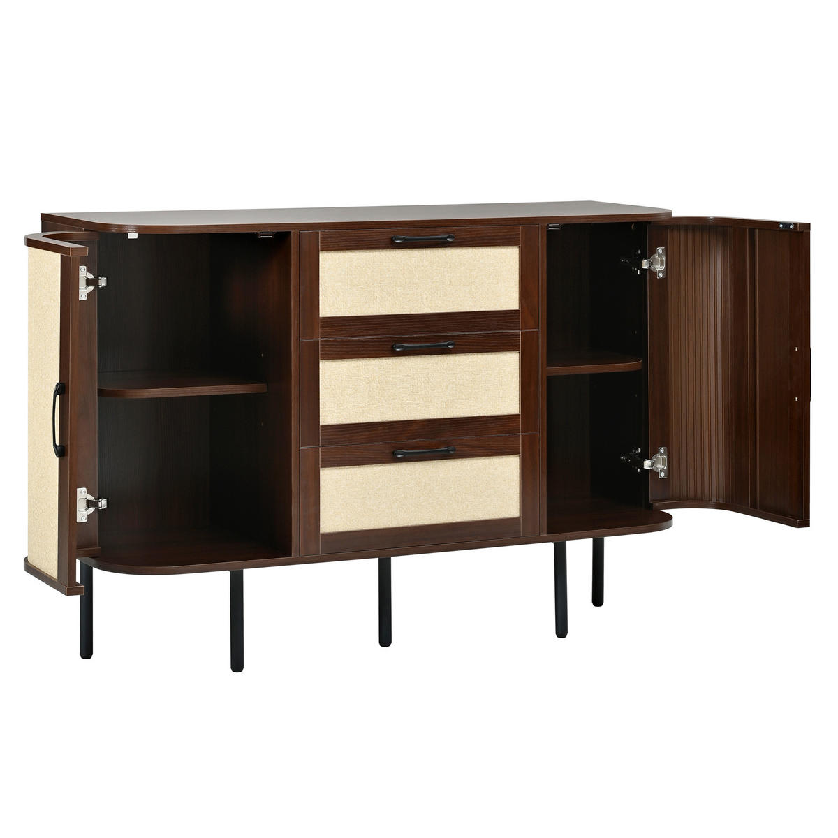 WOHNWAND DE-40152 2-teilig mit Geflechtfront Nussbaum - Walnussfarben, Holzwerkstoff (120/82/40cm) - ComfortXL