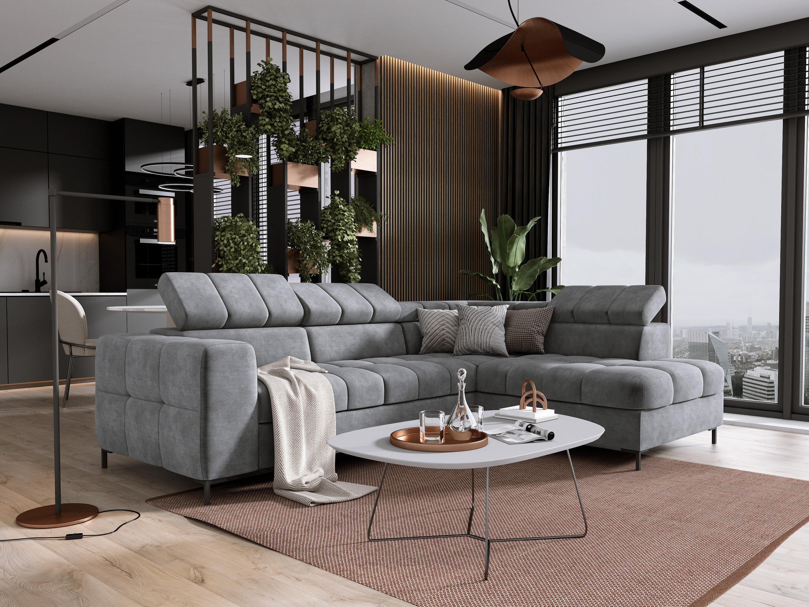Thumbnail - DomoHome Ecksofa, Silber, Textil, Rechteckig, 279x201 cm, Wohnzimmer, Sofas & Couches, Wohnlandschaften, Ecksofas