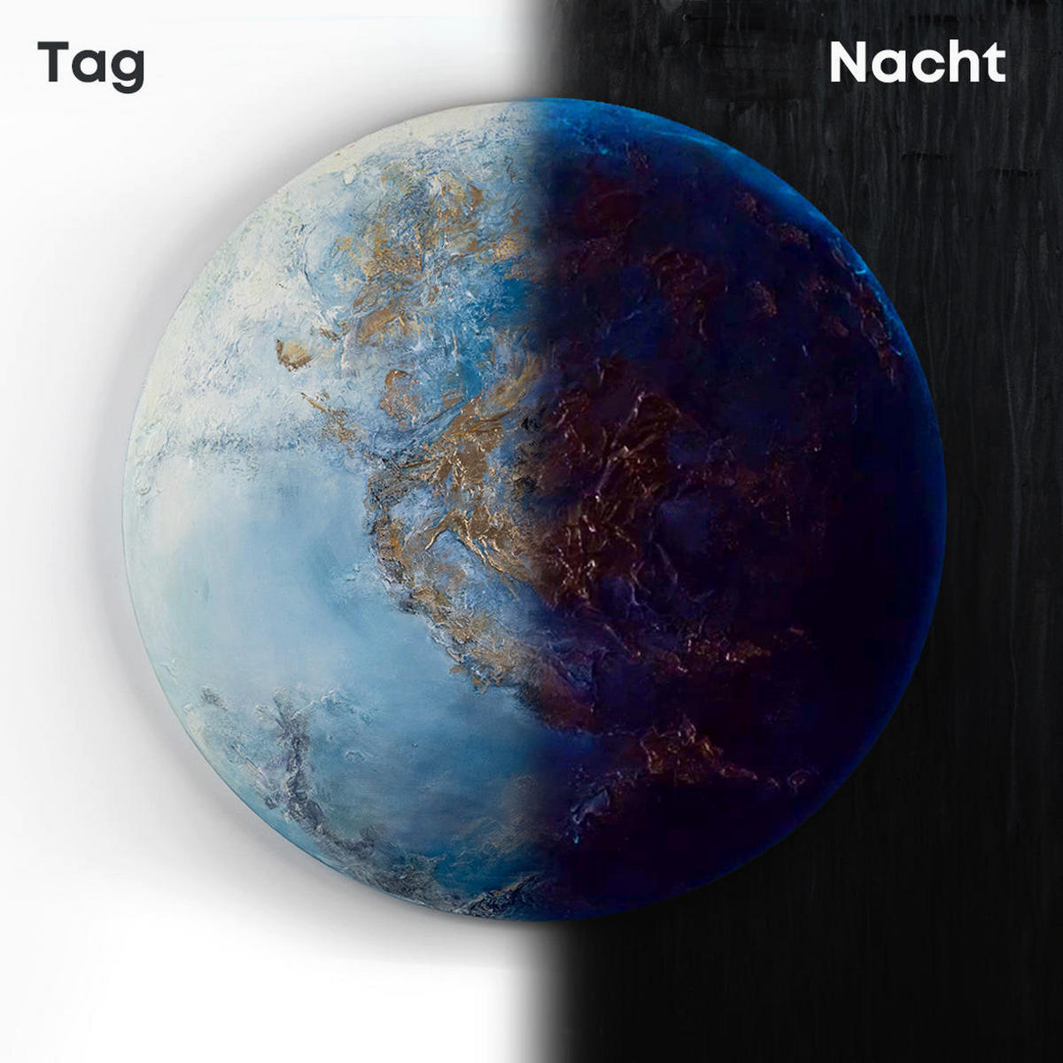 GEMÄLDE Neptun nachtleuchtend 70 cm - Blau, Holz (70/4cm) - YS-art gallery