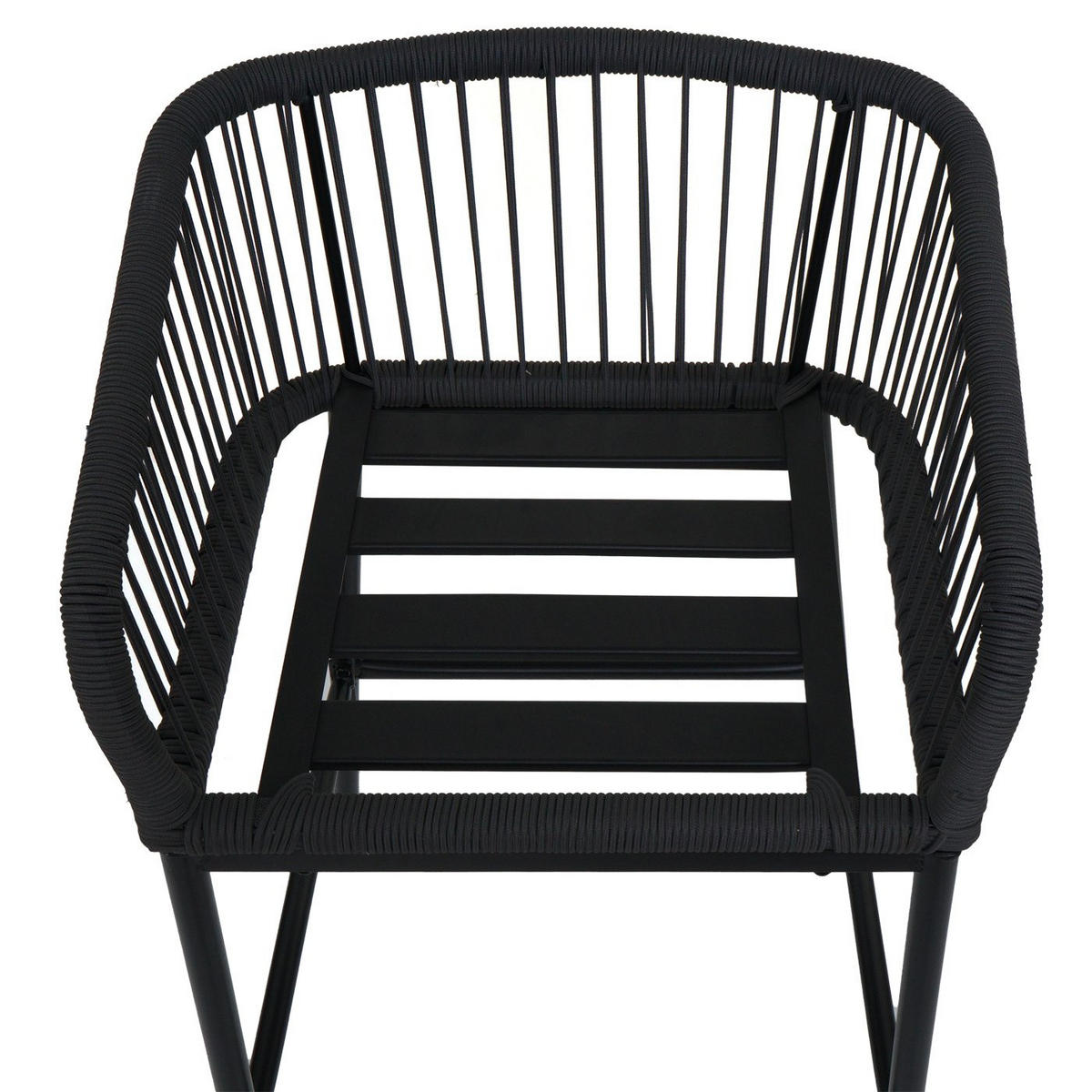 GARTENSTUHL 2er-Set HxBxT 92x51x53cm Sitzhöhe 76cm Seilgeflecht Metall Anthrazit Kissen Taupe - Anthrazit, Metall (51/92/53cm) - PROREGAL