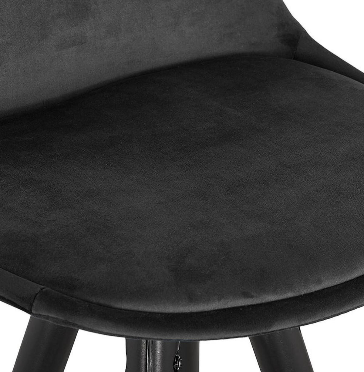 BARHOCKER Samt Holzbeine Sitzhöhe 75cm Eleganter Stil LURALI, Schwarz 41x41x97 cm - Schwarz, Buchenholz/Textil (41/97/41cm) - KADIMA DESIGN