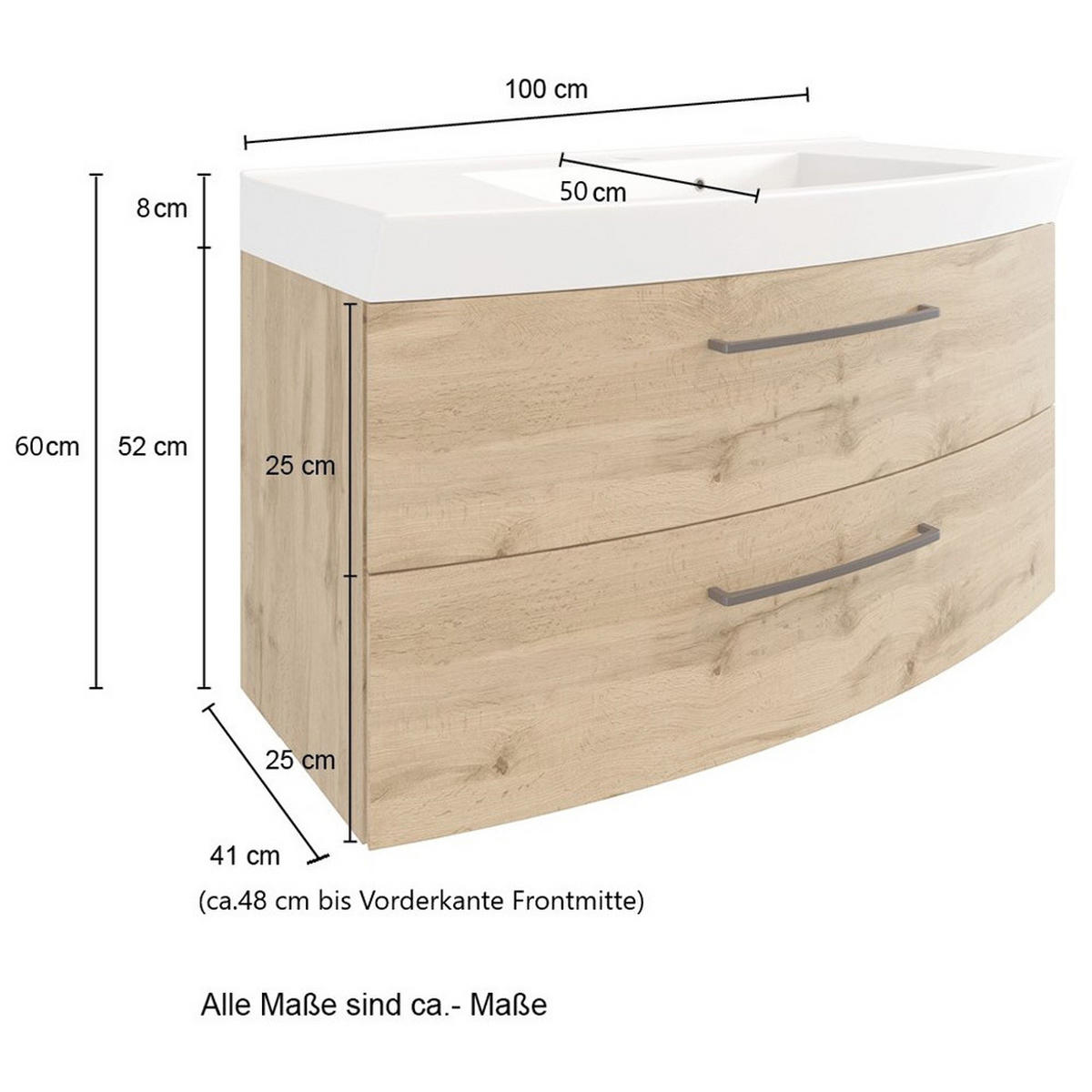 BADMÖBEL-SET 5-TLG. Morisson-03 - Braun, Holzwerkstoff (220/200/50cm) - Lomado