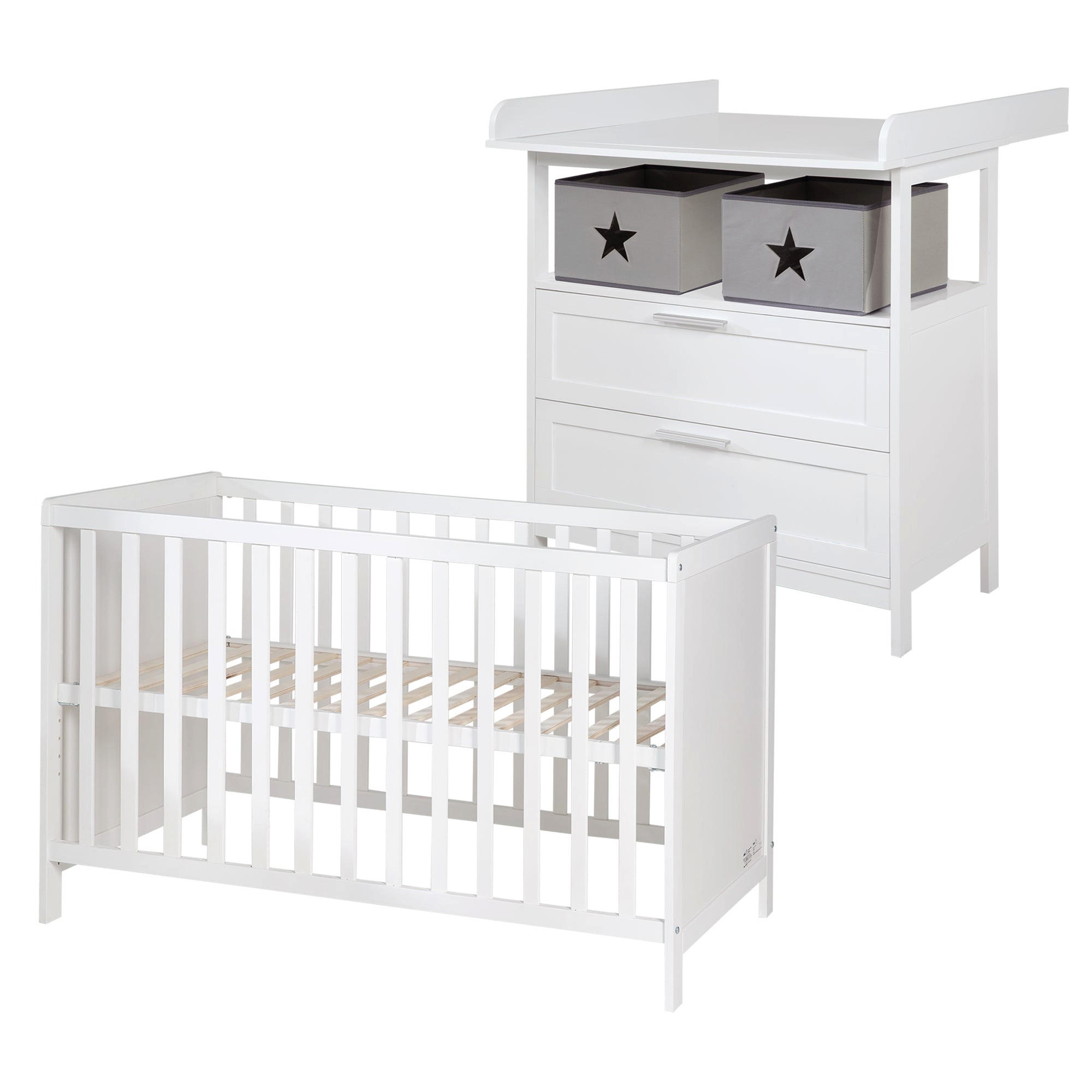BABYZIMMER-SET Hamburg mit Schubladen, 2-teilig - Weiß, Holzwerkstoff (66/76/123cm) - Roba