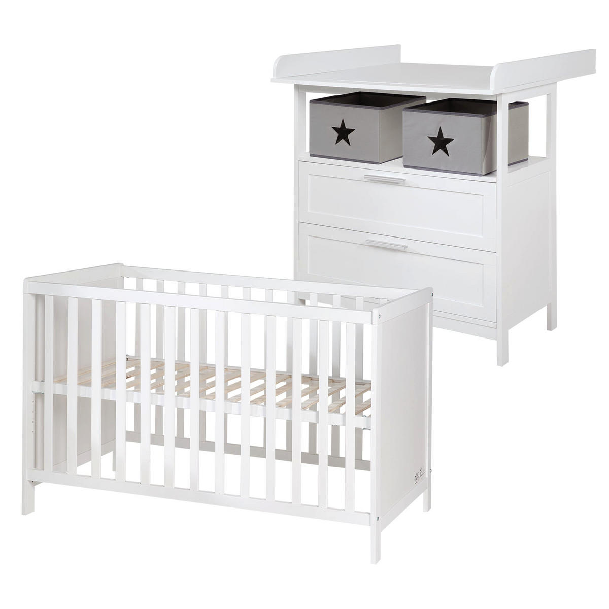 BABYZIMMER-SET Hamburg mit Schubladen, 2-teilig - Weiß, Holzwerkstoff (66/76/123cm) - Roba