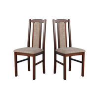 STUHL Bos 7 (2er Set) - Hellbraun/Nussbaumfarben, Holz (43/95/40cm) - Leaf Design