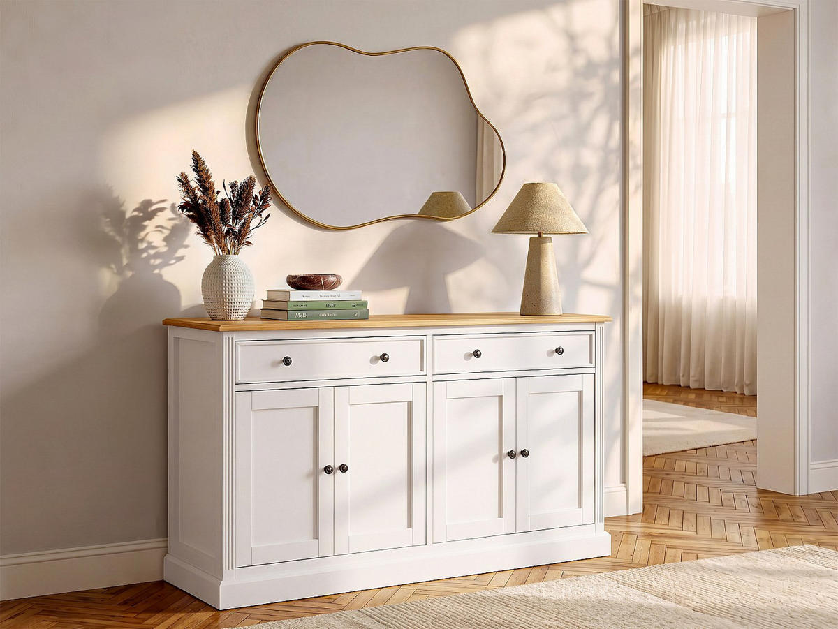 SIDEBOARD - 160 cm x 50 cm - Holz, Platte - Weiß - HONFLEUR - Weiß, Holz (160/75/50cm) - Vente-Unique