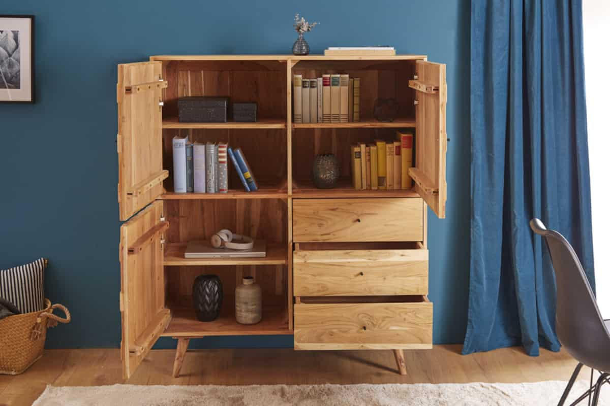 HIGHBOARD MYSTIC LIVING Natur Akazie 140cm - Braun, Holz (118/140/40cm) - riess-ambiente