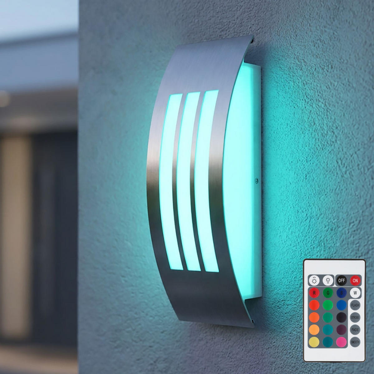 LED AUSSEN-WANDLEUCHTE Silber RGB - Silberfarben, Metall (31.8/10/9cm)