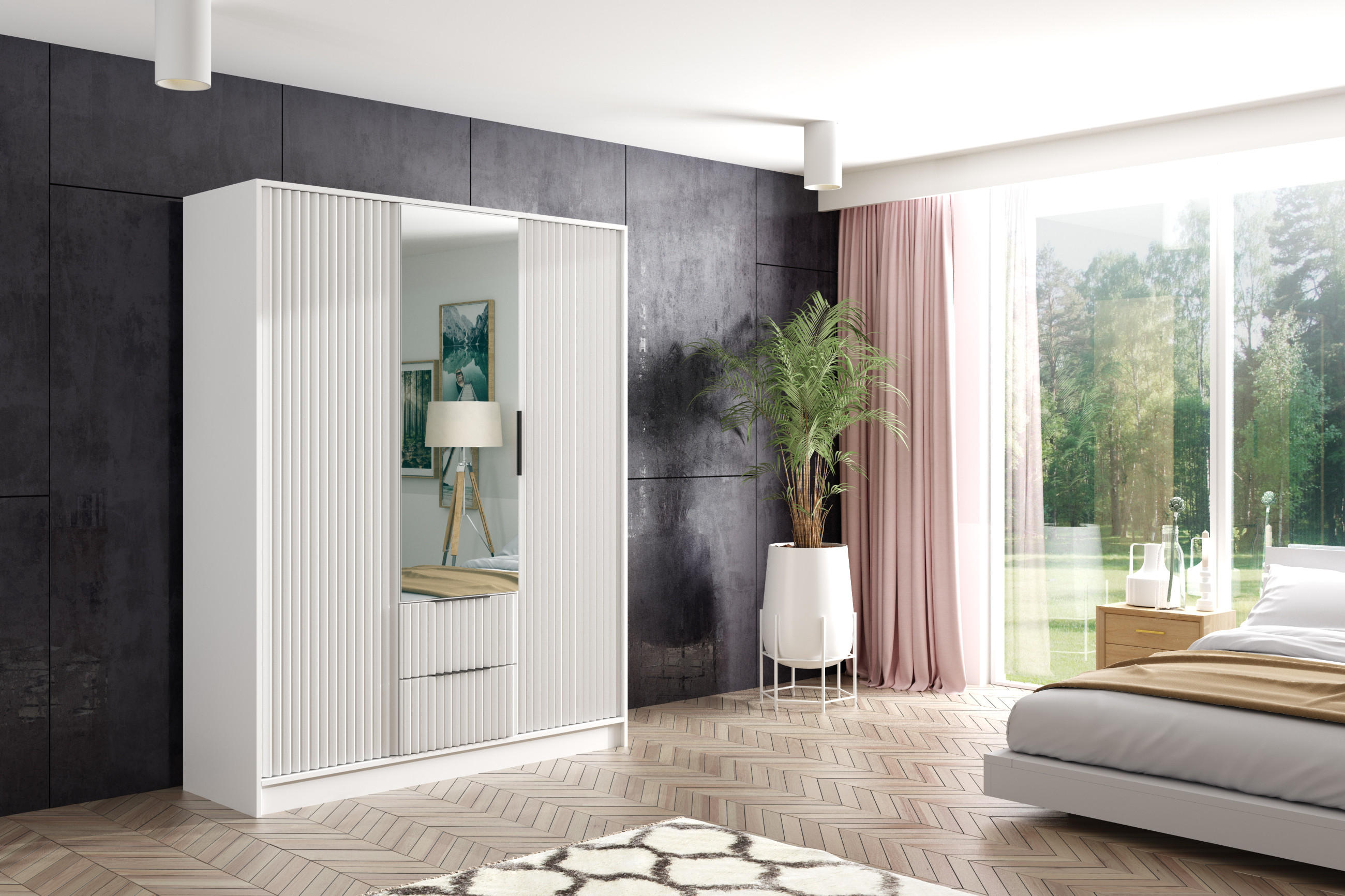 KLEIDERSCHRANK NOA - 150 cm - Weiß - Weiß, Holzwerkstoff (150/200/51cm) - ALTDECOR