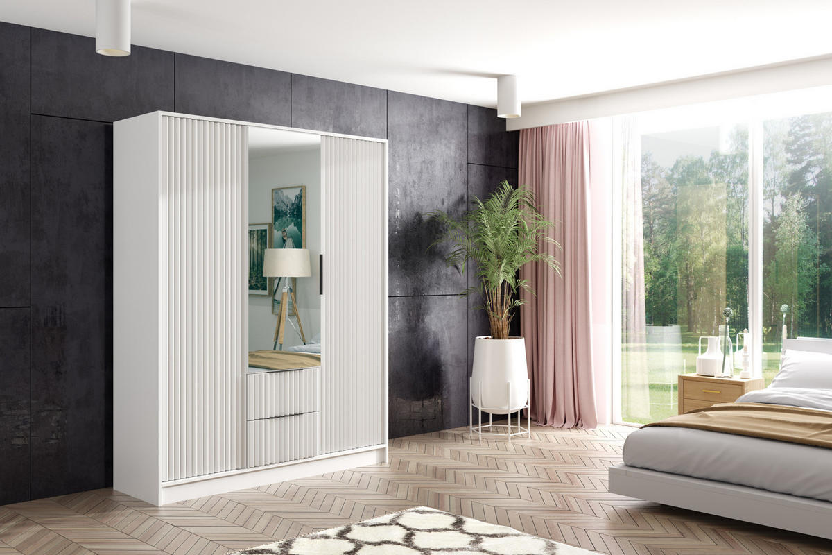 KLEIDERSCHRANK NOA - 150 cm - Weiß - Weiß, Holzwerkstoff (150/200/51cm) - ALTDECOR