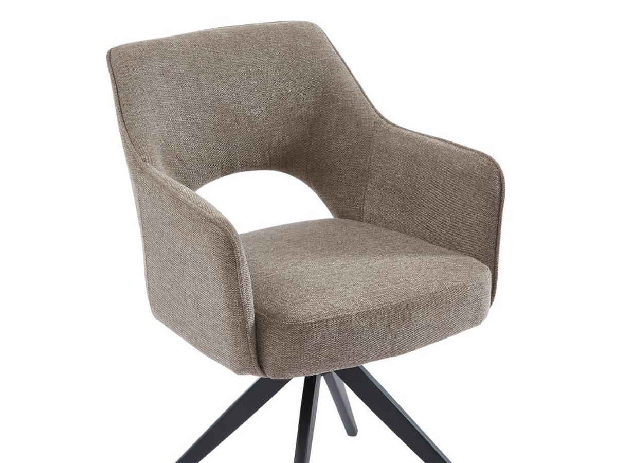 BÜROSTUHL Drehstuhl mit Armlehnen - Stoff & Metall - Taupe - KONYA - Braun, Textil (59/84/58cm) - Vente-Unique