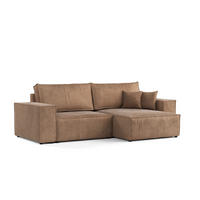 ECKSOFA CAVO mit Schlaffunktion Braun im Wind Stoff - Schwarz/Braun, Holz/Holzwerkstoff (255/148cm) - AltaBeds