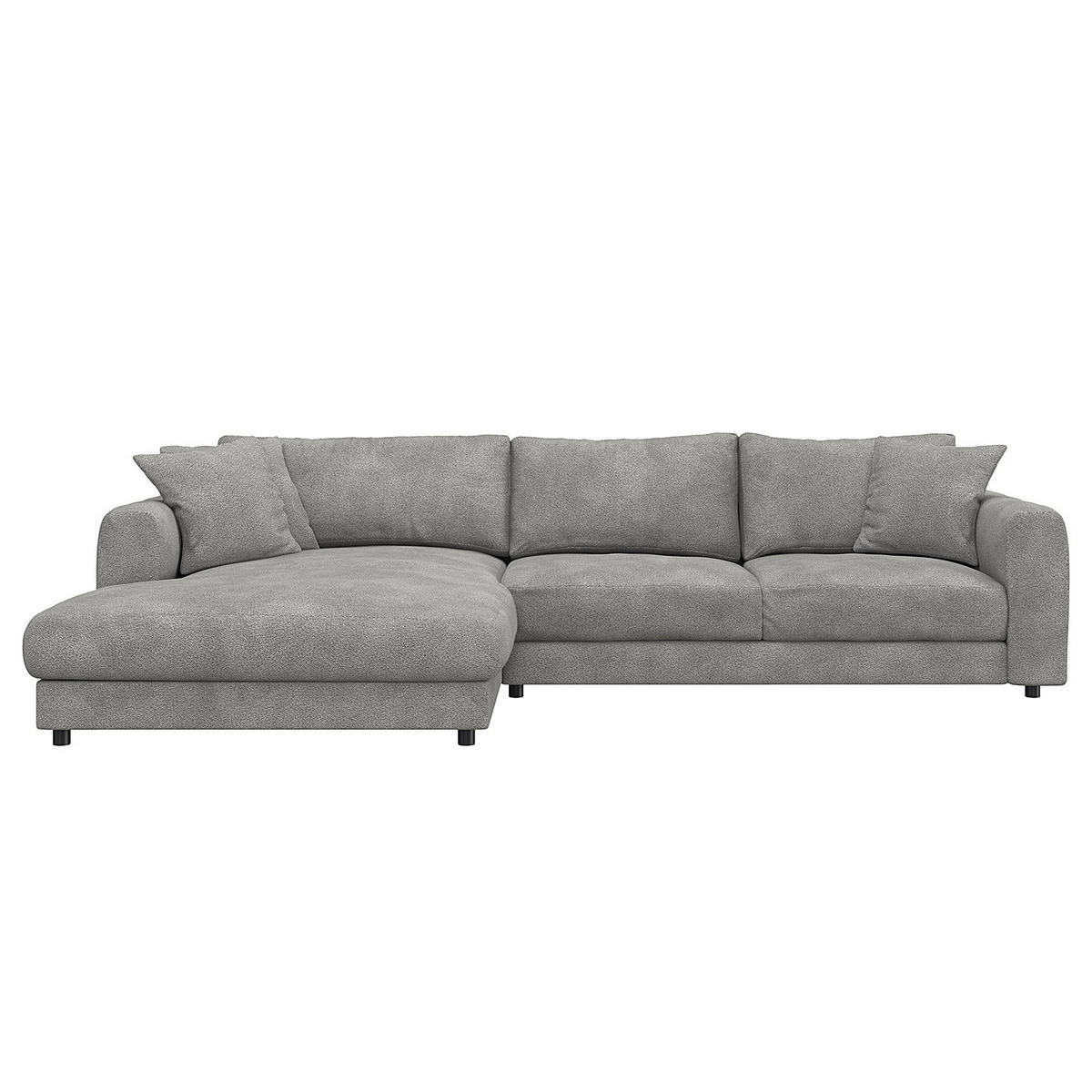 ECKSOFA mit Longchair - Schwarz/Grau, Holz/Kunststoff (286/183cm) - home24