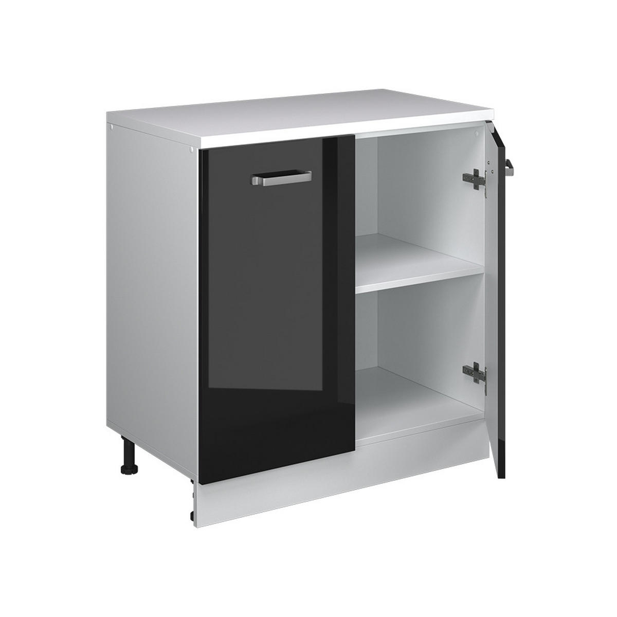 OMARICA ZA PODSTREŠJE Rion Črna visok sijaj 80 x 81.6 cm brez naklona z 2 vrati - črna/bela, leseni material (80/83.8/46cm) - Vicco