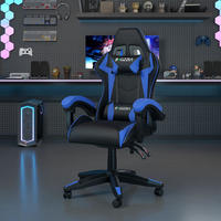 GAMINGSTUHL Schwarz-Blau,Kunstleder,Metall,Einstellbar - Blau, Leder (29/59/79cm) - Rattrix