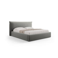 BETT mit Bettkasten und Kopfteil Kaelle aus Samt hellgrau 180x200cm - Hellgrau, Textil (180/200cm) - Micadoni