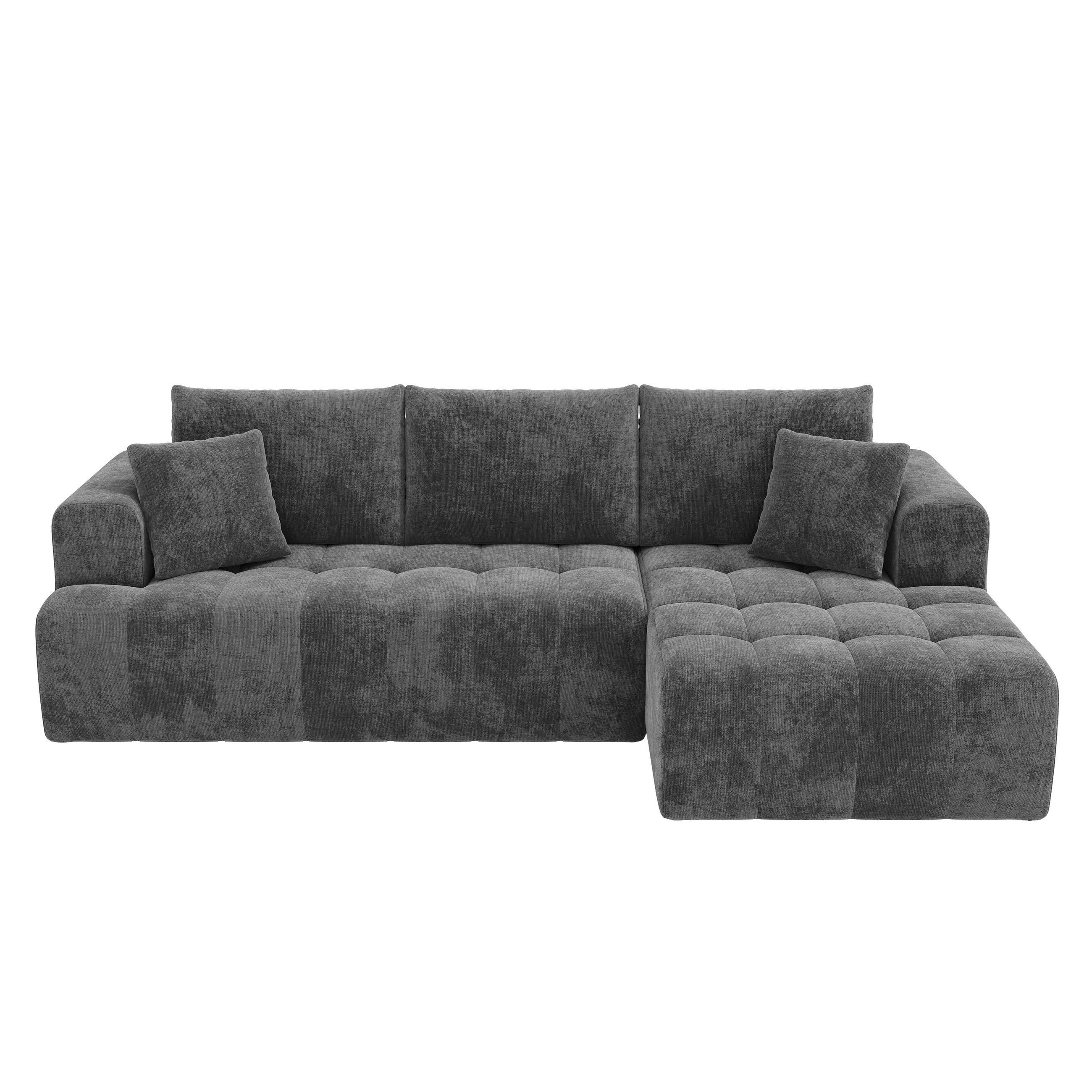 ECKSOFA 244.5/136/79 cm Grau Chenille - Grau, Textil (244.5/136cm) - Oxeza