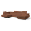 WOHNLANDSCHAFT RUBANO L-S Kupferfarben Boucle-Stoff mit Schlaffunktion - Kupferfarben, Holz (339/89/190cm) - MASSENO
