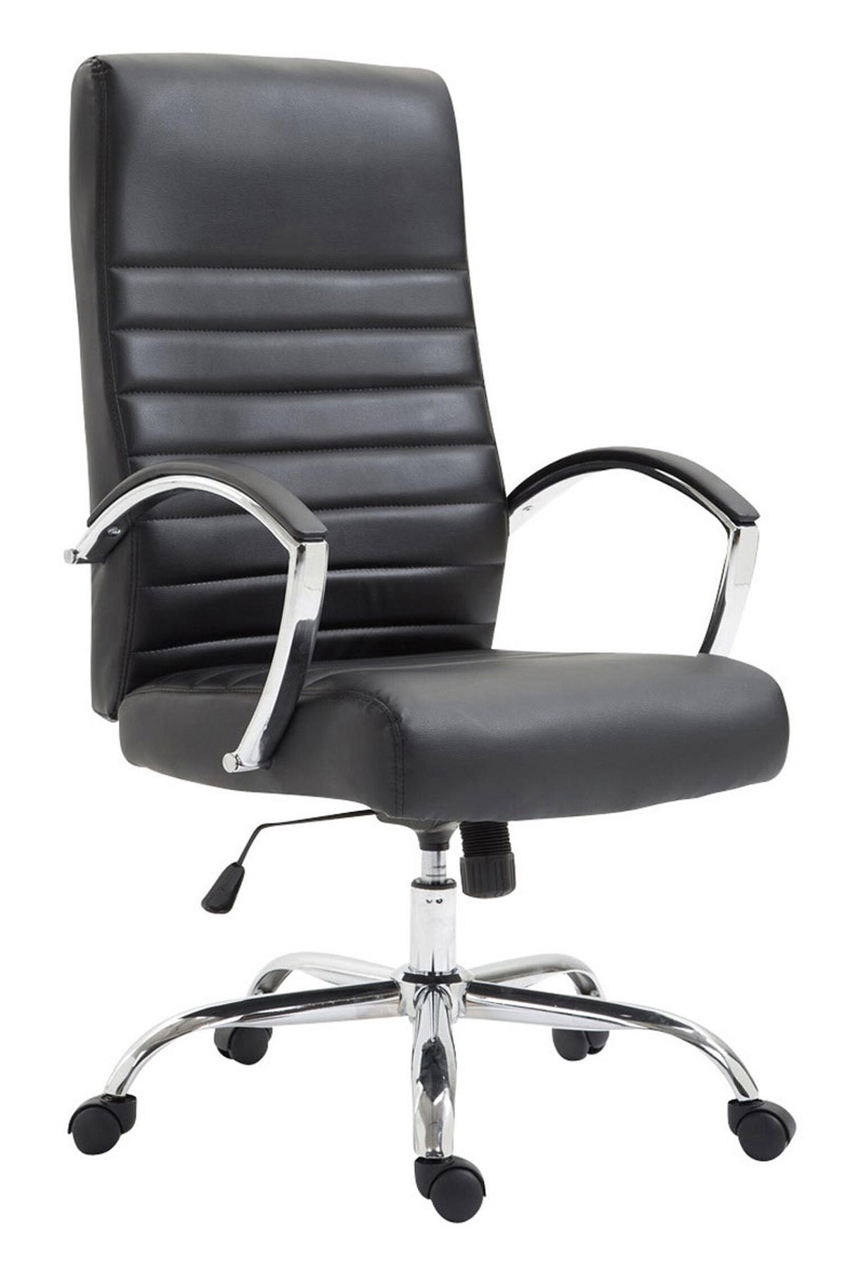 BÜROSTUHL Vallon, Kunstleder Schwarz - Schwarz, Textil/Metall (60/118/68cm) - TPFLiving
