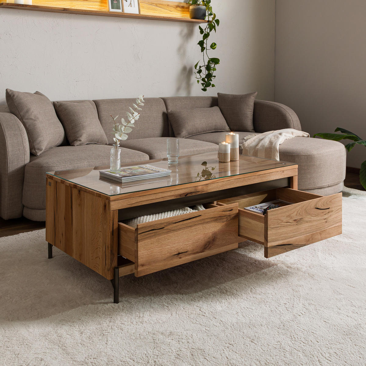 COUCHTISCH Wild-/Zerreiche 120x67x45 natur geölt MONTREUX #120 - Naturfarben, Holz (120/67/45cm) - Massivmoebel24