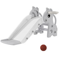 KINDERRUTSCHE, 3 in 1, Kleinkinderrutsche mit Basketballkorb, Basketball, Grau - Grau, Kunststoff (51.5/52/106cm) - AIYAPLAY