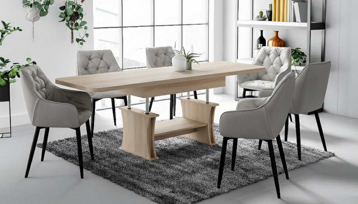 COUCHTISCH rechteckig ausziehbar höhenverstellbar - Sonoma Eiche, Holzwerkstoff (70/120/60cm) - designimpex