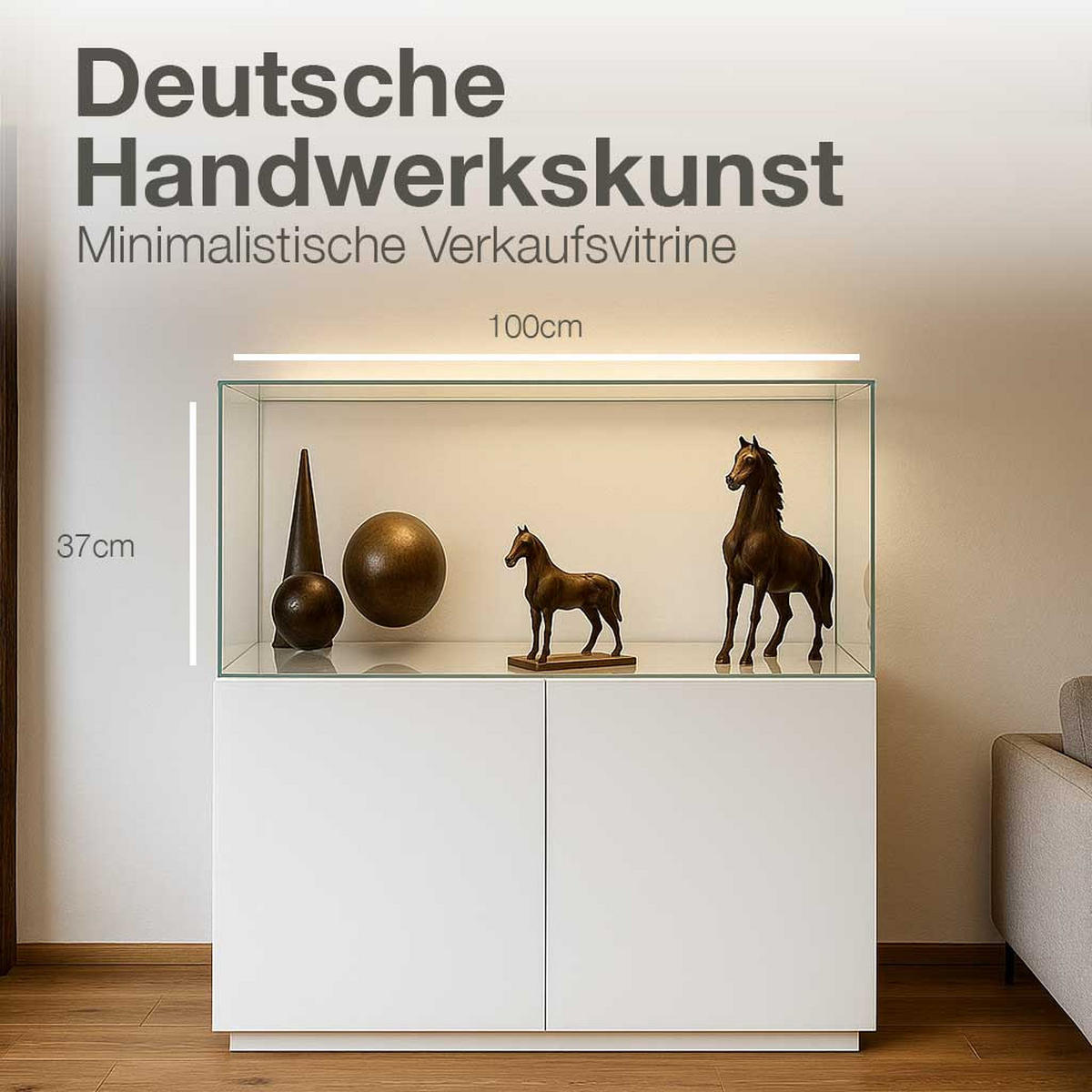 KUNSTVITRINE 36/100/37 cm mit Schiebetür & Schloss - Transparent, Glas (100/37/36cm) - K-Möbel