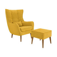 SESSEL Estjano mit Fußbank - Beige/Gelb, Holz (80/106/95cm) - MIRJAN24