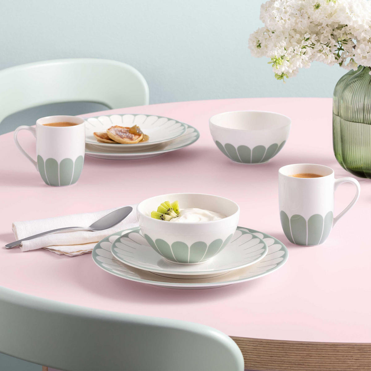 TAFELSERVICE Fleur Couleur Vert 12er Set - Grün, Keramik (24/5.1/24cm) - Villeroy & Boch