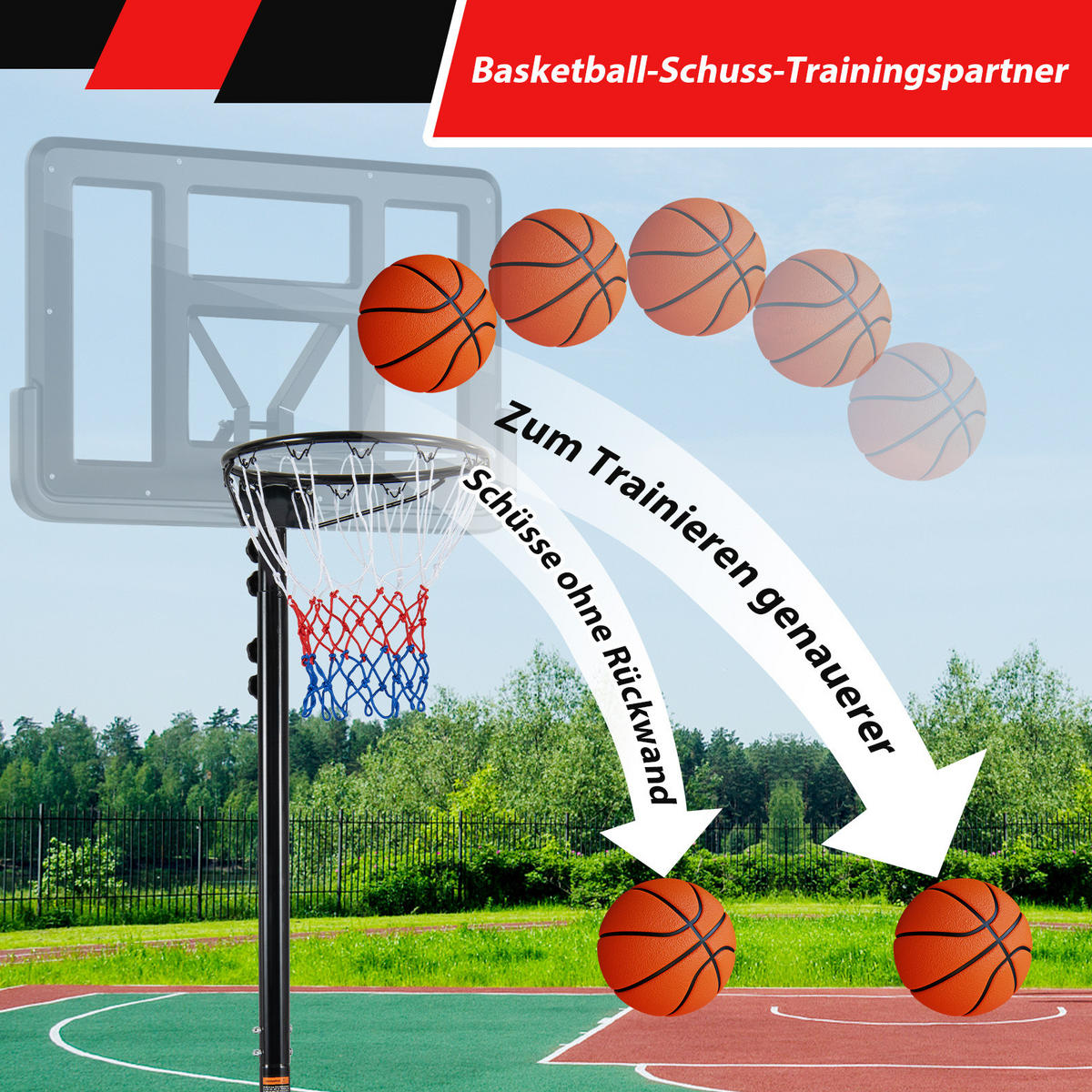 BASKETBALLKORBSTäNDER Schwarz - Schwarz, Metall (55/74cm) - COSTWAY