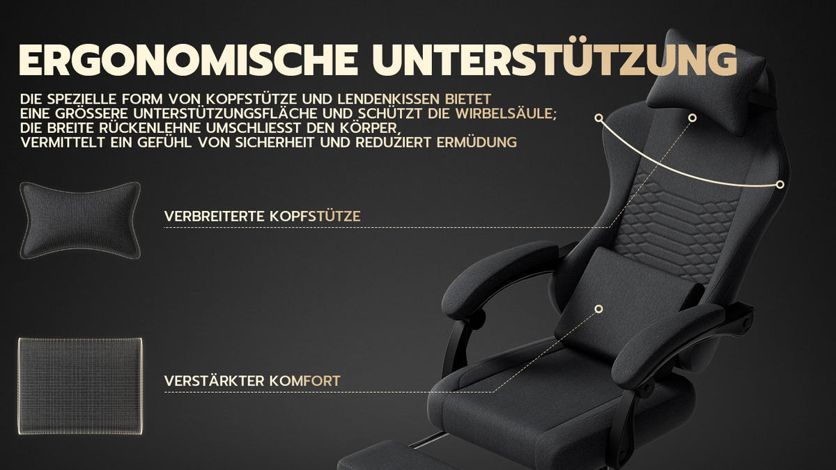GAMINGSTUHL Schwarz 58,5/63/120,5 cm - Schwarz, Metall (58.5/120.5/63cm) - PANGIVO