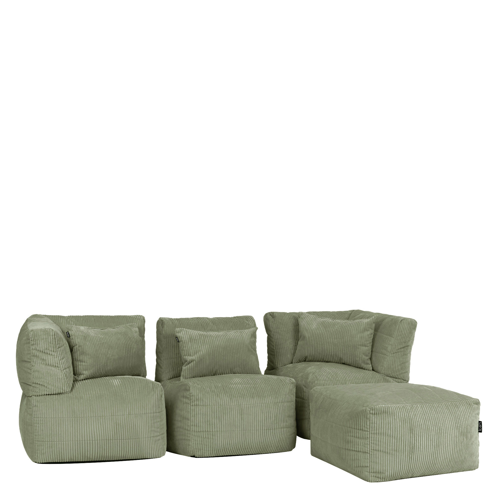 SITZSACK-SOFA 4-tlg. modular cord Noa - Salbeigrün, Textil (306/70/78cm) - icon