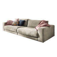 SOFA 3-SITZER MADELINE Grau Cord - Greige/Schwarz, Textil (290/85/127cm) - KAWOLA