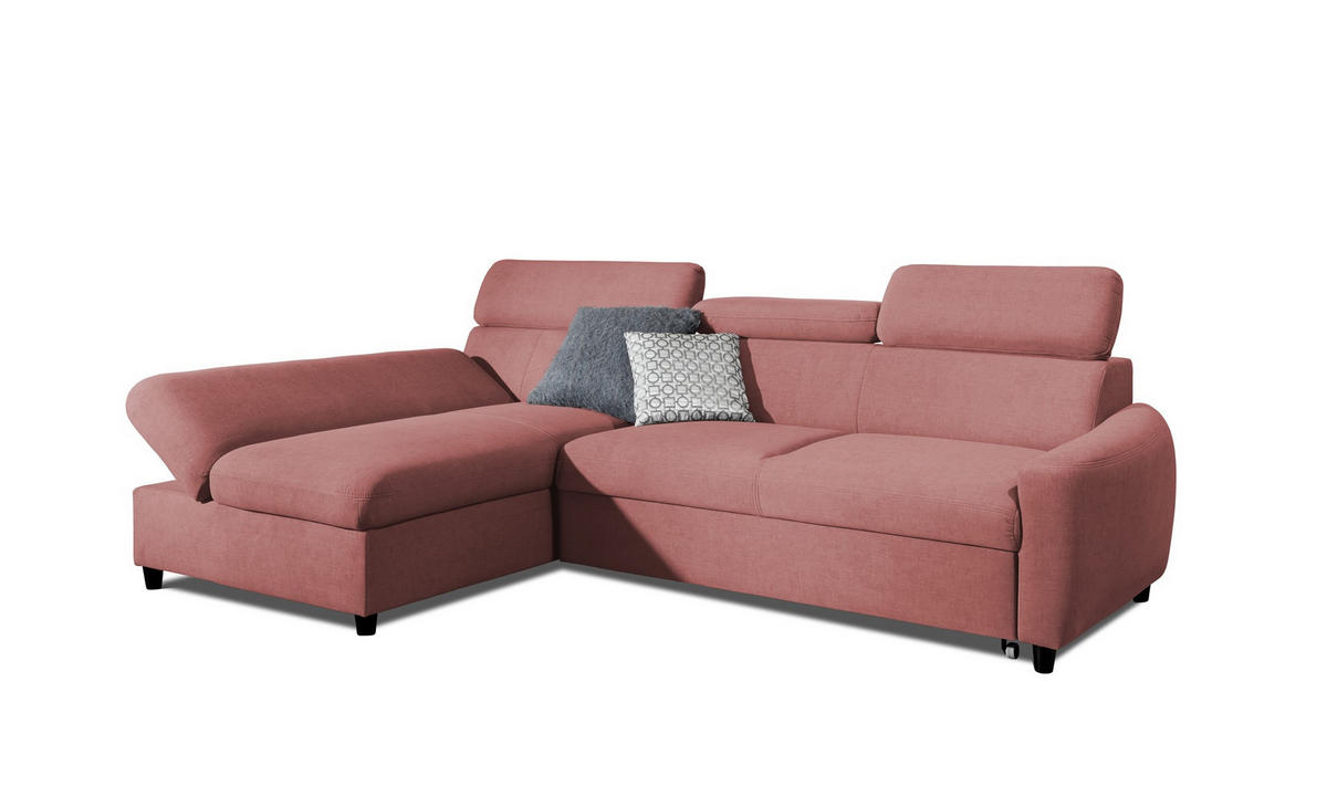 ECKSOFA Schlafsofa Anton Xs In Esito - Rosa, Holzwerkstoff/Textil (260/170cm) - Fun Möbel