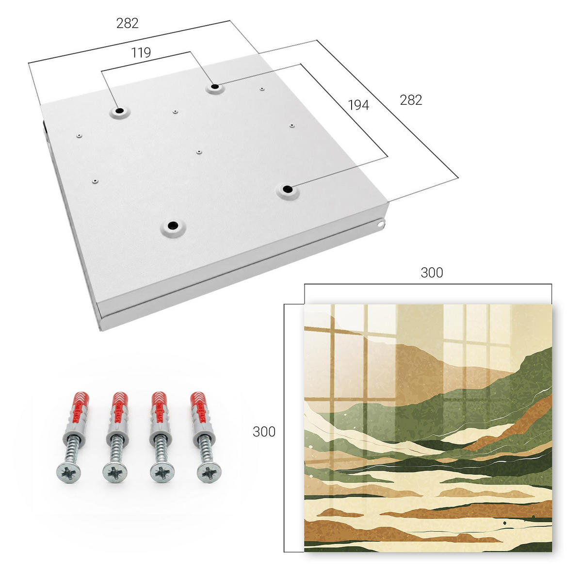 SCHLÜSSELBOX Weiß 30x30 cm – Türöffnung nach rechts - Bergfrieden - Beige, Metall (30/30/5cm) - TULUP